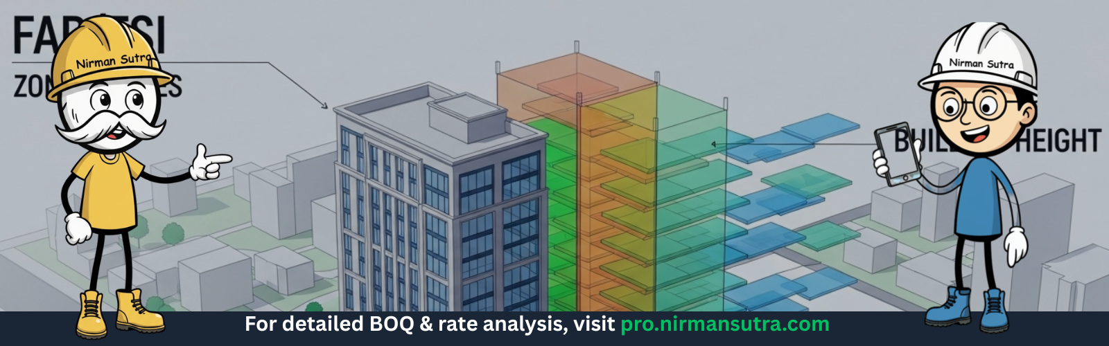 Architectural blueprint showing FAR/FSI calculations for building permit approval